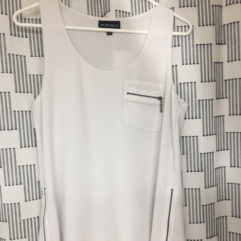 White Tank with Zipper detailing.